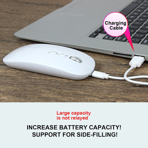 M103 Rechargeable Wireless Mouse 2.4G Wireless Mouse Ultra-thin Mute Mouse 3 Adjustable DPI Built-in 500mAh Battery White