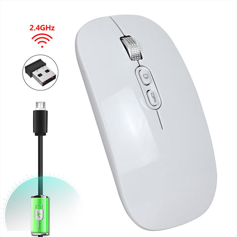 M103 Rechargeable Wireless Mouse 2.4G Wireless Mouse Ultra-thin Mute Mouse 3 Adjustable DPI Built-in 500mAh Battery White