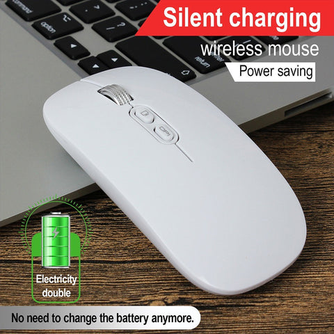 M103 Rechargeable Wireless Mouse 2.4G Wireless Mouse Ultra-thin Mute Mouse 3 Adjustable DPI Built-in 500mAh Battery White
