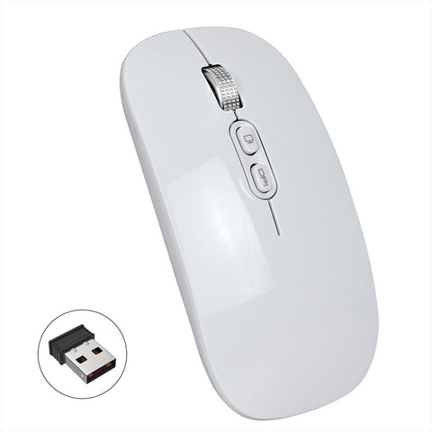 M103 Rechargeable Wireless Mouse 2.4G Wireless Mouse Ultra-thin Mute Mouse 3 Adjustable DPI Built-in 500mAh Battery White