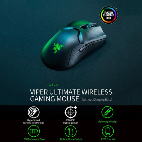 Razer Viper Ultimate Wireless Gaming Mouse HyperSpeed Wireless Technology 20000DPI FOCUS+ Optical Sensor (without Charging Base)