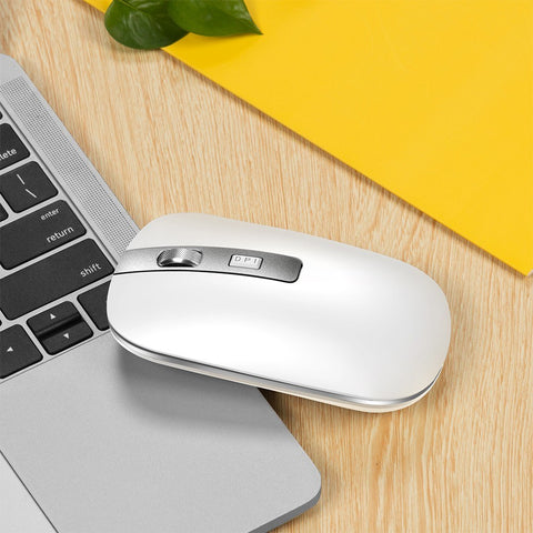 HXSJ M30 Rechargeable Wireless Mouse 2.4GHz Mice 1600DPI Metal Scroll Wheel For Working Office Silver