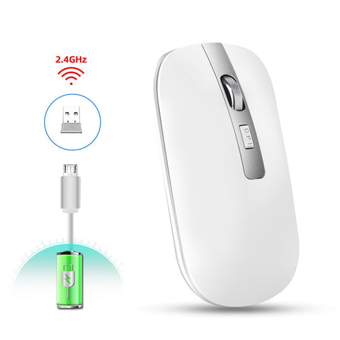 HXSJ M30 Rechargeable Wireless Mouse 2.4GHz Mice 1600DPI Metal Scroll Wheel For Working Office Silver