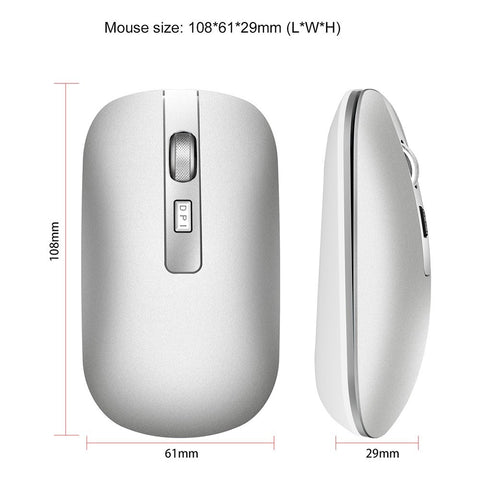 HXSJ M30 Rechargeable Wireless Mouse 2.4GHz Mice 1600DPI Metal Scroll Wheel For Working Office Silver