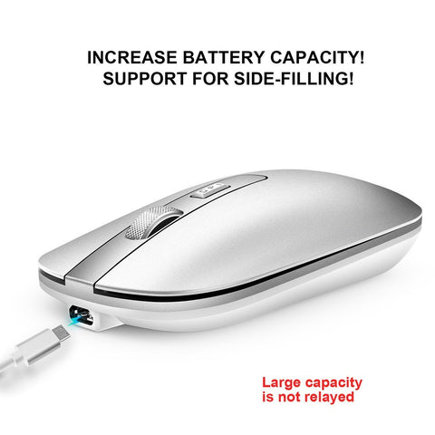 HXSJ M30 Rechargeable Wireless Mouse 2.4GHz Mice 1600DPI Metal Scroll Wheel For Working Office Silver