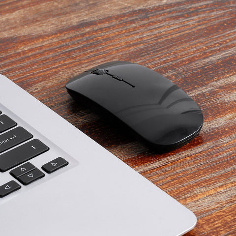 2.4G Wireless Mouse Portable Ultra-thin Mute Mouse 4 Keys Wireless Optical Mouse 1600DPI for   Desktop Computer Laptop Black