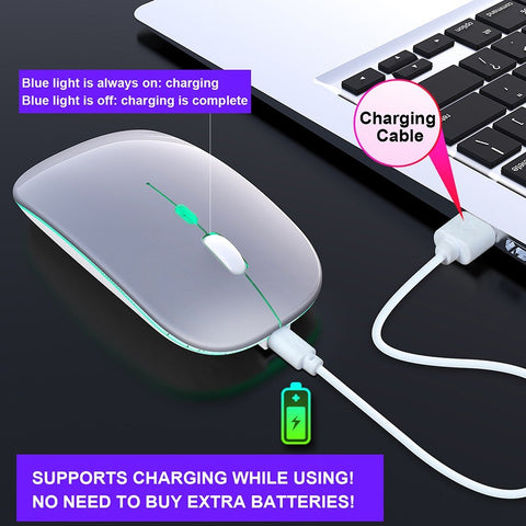 M40 Ultra-thin Wireless Mouse 2.4G Rechargeable Wireless Silent Mouse Ergonomic Design 3 Adjustable DPI Silver