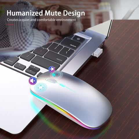 M40 Ultra-thin Wireless Mouse 2.4G Rechargeable Wireless Silent Mouse Ergonomic Design 3 Adjustable DPI Silver