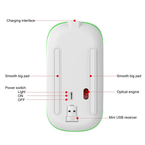 M40 Ultra-thin Wireless Mouse 2.4G Rechargeable Wireless Silent Mouse Ergonomic Design 3 Adjustable DPI Silver