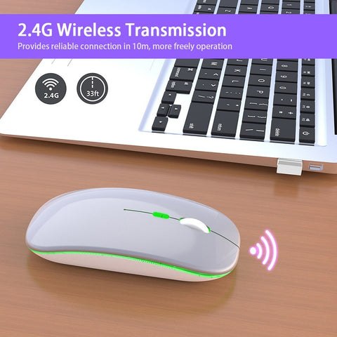 M40 Ultra-thin Wireless Mouse 2.4G Rechargeable Wireless Silent Mouse Ergonomic Design 3 Adjustable DPI Silver