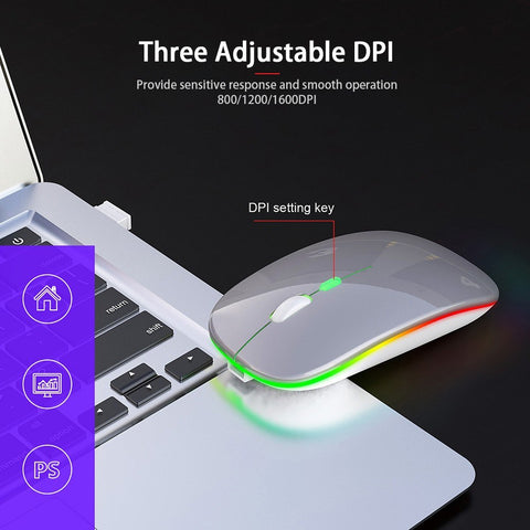 M40 Ultra-thin Wireless Mouse 2.4G Rechargeable Wireless Silent Mouse Ergonomic Design 3 Adjustable DPI Silver