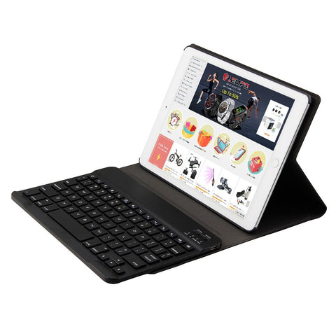 BT3.0 Wireless Keyboard Case Tablet Protective Case for iPad Air1/iPad Air2/iPad Pro 9.7/iPad 9.7(2017/2018) (Black-Black)