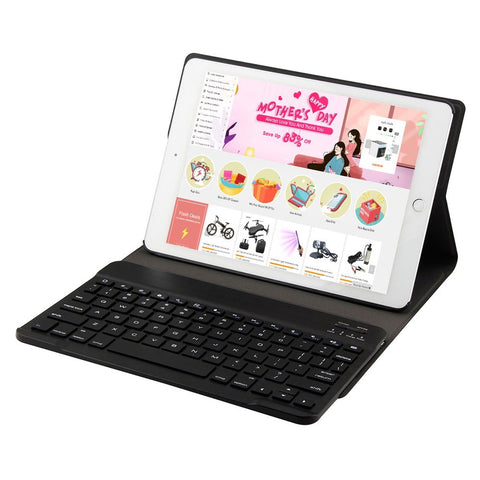 BT3.0 Wireless Keyboard Case Tablet Protective Case for iPad Air1/iPad Air2/iPad Pro 9.7/iPad 9.7(2017/2018) (Black-Black)