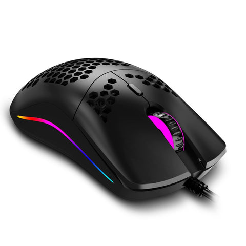 ZELOTES C-7 USB Wired Mouse RGB Gaming Mouse 16000DPI Computer Game Mice Hollowed-out Honeycomb Design for PC Laptop Black