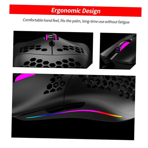 ZELOTES C-7 USB Wired Mouse RGB Gaming Mouse 16000DPI Computer Game Mice Hollowed-out Honeycomb Design for PC Laptop Black