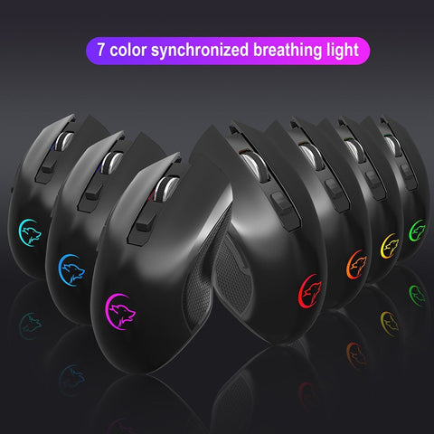 YWYT G851 2.4GHz Wireless Mouse Rechargeable Mute Mouse Ergonomic Mouse with Colorful Light Effect for Desktop Laptop