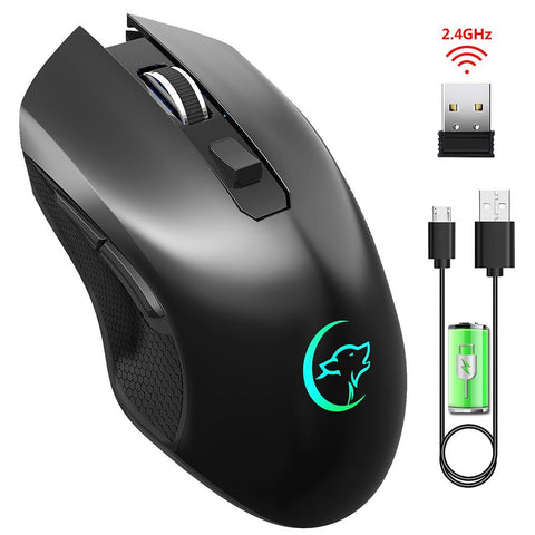 YWYT G851 2.4GHz Wireless Mouse Rechargeable Mute Mouse Ergonomic Mouse with Colorful Light Effect for Desktop Laptop