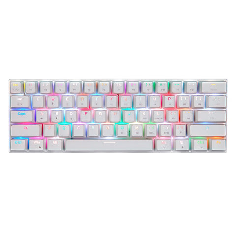 Motospeed CK62 61 Keys RGB Mechanical Keyboard USB Wired BT Dual Mode Gaming Keyboard White with OUTEMU Red Switches
