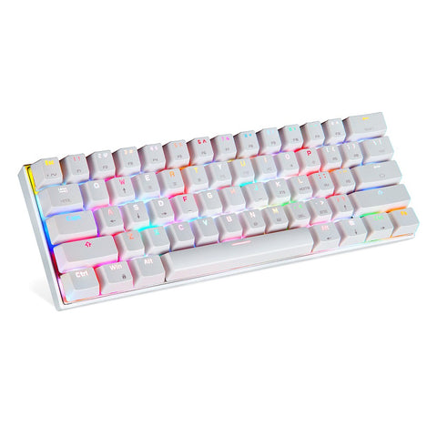 Motospeed CK62 61 Keys RGB Mechanical Keyboard USB Wired BT Dual Mode Gaming Keyboard White with OUTEMU Red Switches