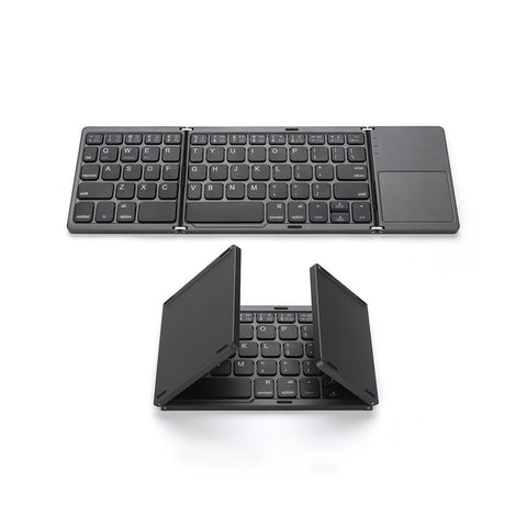 Wireless BT Keyboard Folding Keyboard Portable Ultra Slim BT Keyboard with Touchpad for Windows/Android/iOS Grey