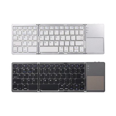 Wireless BT Keyboard Folding Keyboard Portable Ultra Slim BT Keyboard with Touchpad for Windows/Android/iOS Grey