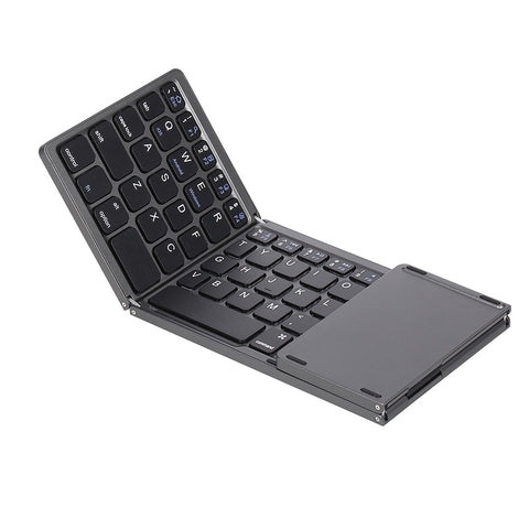 Wireless BT Keyboard Folding Keyboard Portable Ultra Slim BT Keyboard with Touchpad for Windows/Android/iOS Grey