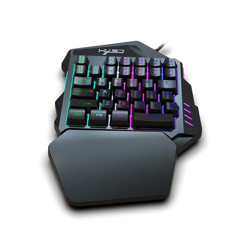 HXSJ J300+V100 Keyboard and Mouse Combo RGB Lighting Programmable Gaming Mouse+One-handed Game Keyboard with Adjustable DPI