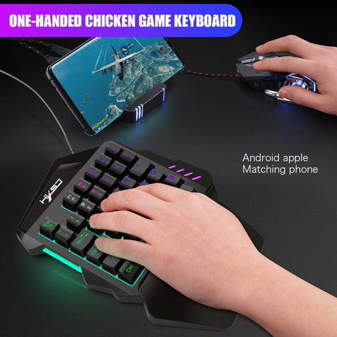 HXSJ J300+V100 Keyboard and Mouse Combo RGB Lighting Programmable Gaming Mouse+One-handed Game Keyboard with Adjustable DPI