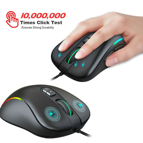 HXSJ J300+V100 Keyboard and Mouse Combo RGB Lighting Programmable Gaming Mouse+One-handed Game Keyboard with Adjustable DPI
