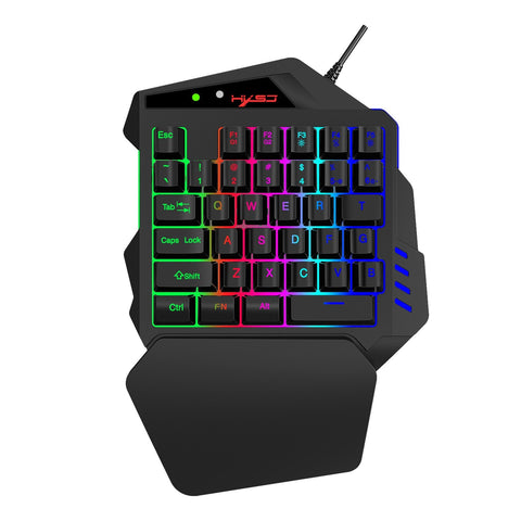 HXSJ V500 One-handed Gaming Keyboard RGB USB Wired Illuminated Keyboard with Converter Gaming Accessory for Desktop PC Laptop Gamer