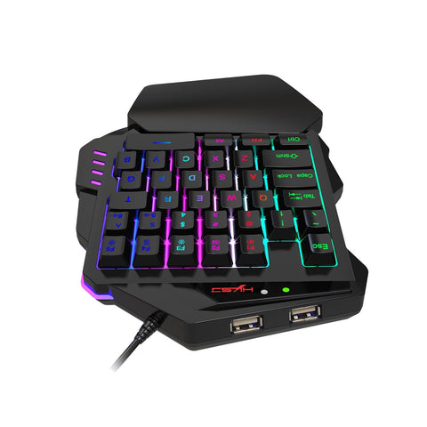 HXSJ V500 One-handed Gaming Keyboard RGB USB Wired Illuminated Keyboard with Converter Gaming Accessory for Desktop PC Laptop Gamer