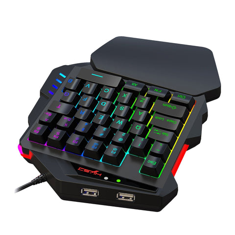 HXSJ V500 One-handed Gaming Keyboard RGB USB Wired Illuminated Keyboard with Converter Gaming Accessory for Desktop PC Laptop Gamer