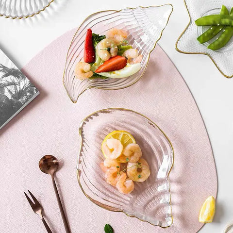 1PCS Nordic Phnom Penh Glass Fruit Plate Snack Jewelry Storage  Marine Style Salad Bowl Shell Starfish Scallop Tray Conch Bowl
