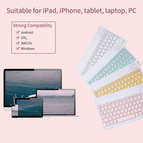 Tablet Wireless Keyboard and Mouse Combo Ultra-slim Design Rechargeable Battery for Smartphone Tablet Compatible with iPhone iPad Computer Support System MASOS iOS Windows