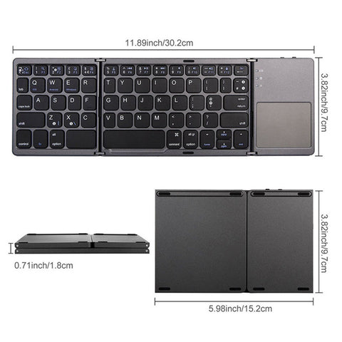 Portable Mini Ultra Slim Thin Foldable Folding BT Cordless Keyboard with Touchpad for Mobile Phone PC
