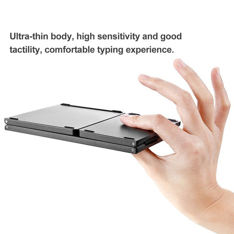 Portable Mini Ultra Slim Thin Foldable Folding BT Cordless Keyboard with Touchpad for Mobile Phone PC