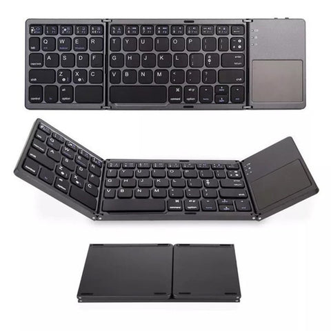 Portable Mini Ultra Slim Thin Foldable Folding BT Cordless Keyboard with Touchpad for Mobile Phone PC