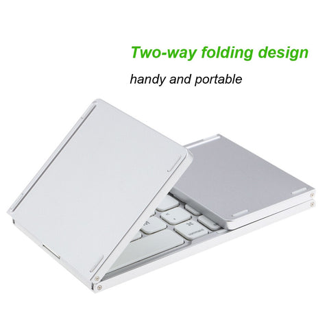 Portable Mini Ultra Slim Thin Foldable Folding BT Cordless Keyboard with Touchpad for Mobile Phone PC