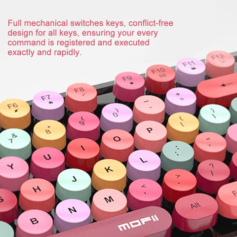 Cordless Mechanical Keyboard Mouse Round Cap Keyboard Office Desktop Keyboard and Mouse Set