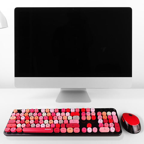 Cordless Mechanical Keyboard Mouse Round Cap Keyboard Office Desktop Keyboard and Mouse Set