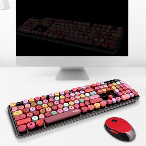 Cordless Mechanical Keyboard Mouse Round Cap Keyboard Office Desktop Keyboard and Mouse Set