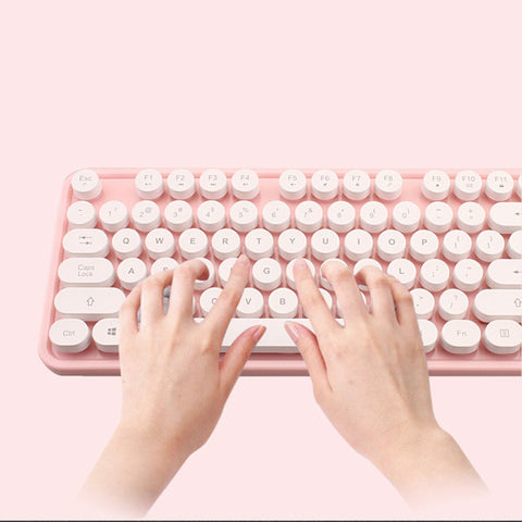 Cordless Mechanical Keyboard Mouse Round Cap Keyboard Office Desktop Keyboard and Mouse Set