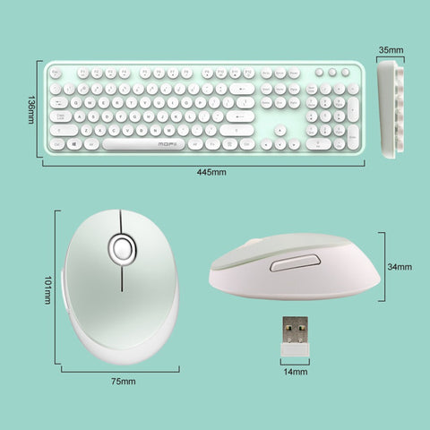Cordless Mechanical Keyboard Mouse Round Cap Keyboard Office Desktop Keyboard and Mouse Set