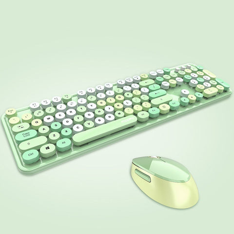 Cordless Mechanical Keyboard Mouse Round Cap Keyboard Office Desktop Keyboard and Mouse Set