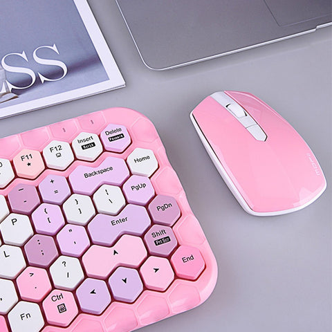 Cordless Mechanical Keyboard Mouse Round Cap Keyboard Office Desktop Keyboard and Mouse Set