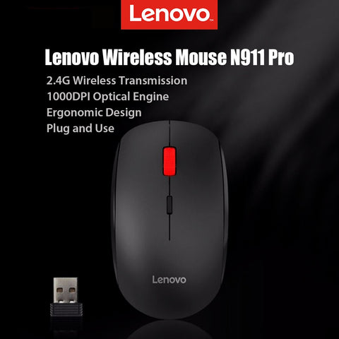 Lenovo N911 Pro Wireless Mouse Mute Button 1000DPI 2.4G Wireless Transmission One-Button Service Portable USB Optical Mice For Computer Laptop Office Home