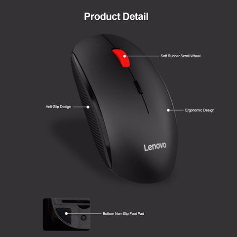 Lenovo N911 Pro Wireless Mouse Mute Button 1000DPI 2.4G Wireless Transmission One-Button Service Portable USB Optical Mice For Computer Laptop Office Home