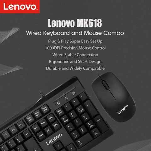 Lenovo MK618 Wired Keyboard and Mouse
