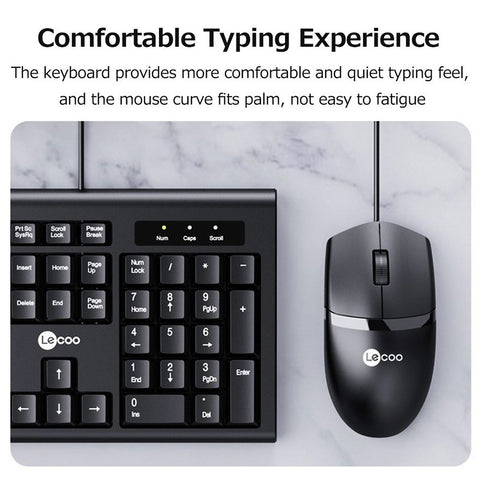 Lenovo Lecoo CM101S Wired Keyboard Mouse Combo Ergonomic Keyboard Mouse Set