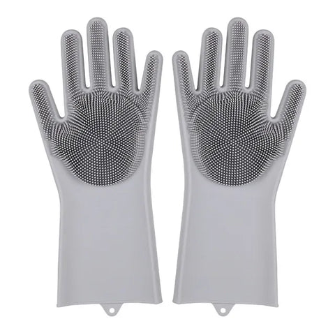 Dishwashing Cleaning Gloves Magic Silicone Rubber Dish Washing Gloves for Household Sponge Scrubber Kitchen Cleaning Tools